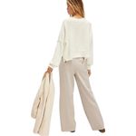 Free People New  Tyler Menswear Light Tan‎ Wide Leg Trousers Pants Large Photo 2