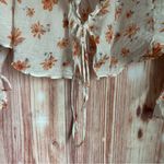 Free People White Amanda Ruffle Long Sleeve Wrap Orange Floral Top Photo 5