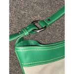 Cole Haan Green Leather & Canvas Shoulder Bag Purse Woven Photo 5