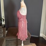 Women’s Pink Sequined Short Homecoming Party Dress Ruffle Hem CorsetBack Size 0 Photo 5
