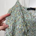 Very J NWOT‎  women’s light green floral elastic ruched tie crop stretch tank M Photo 1