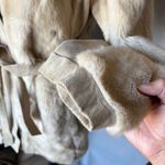 LONDON LEATHERS Fur Suede Coat Womens Light Beige Belted Longline Collared Luxe Photo 3