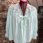 bed jacket satin lace aqua Blue Size L Photo 0