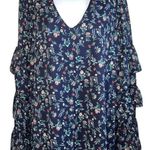 Le lis LE LIS Navy Floral Long Sleeve Tiered Ruffle Trim Mini Shift Dress NWOT Large Photo 2