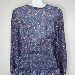 Revolve Rays for Days Smocked Long Sleeve Mini Dress Small Blue Floral Viscose Photo 7