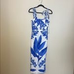 Calypso St. Barth  Linen Blend Beaded Strap Placed Print Midi Dress Womens XS NWT Photo 2