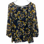 CAbi Lydia Navy Floral Chiffon Blouse Womens Large Photo 6