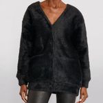 Alexander Wang New V-Neck Faux Fur Cardigan w/Quilted Lining in Black Size L NWT Photo 4
