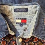 Tommy Hilfiger Vintage Denim Button-Up Shirt with Velvet Paisley Front Print Photo 2