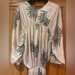 ZARA Wrinkled Effect Printed Satin Maxi Dress in Ecru & Sage Green Size Medium Photo 15