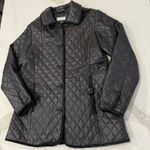Covington  Quilted Button Front 100% Leather Jacket Womens Medium Black SuedeTrim Photo 1
