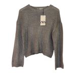 ZARA NWT silver metallic crops sweater small Photo 2