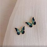Blue and Green Butterfly Earrings Photo 1