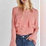 EXPRESS | Long Sleeve Pink Peachy Ruffle Sweetheart Neckline Blouse Size XS Y2K Photo 0
