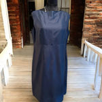 Amanda Smith ‎ pure silk shift dress with matching blouse size 14p/LgP navy blue Photo 5