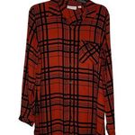 Susan Graver Button Up Shirt Size 8 Deep Orange Black Stripes Womens Blouse Top Photo 0