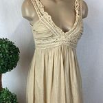 Tan Cotton Crochet Lace Trim Long Sleeveless Maxi Dress M Size M Photo 0