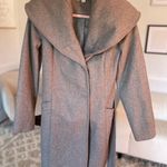 Merona  Wool Wrap Coat Belt Gray Wide Collar S Parisian Scandi Preppy Old Money Photo 0