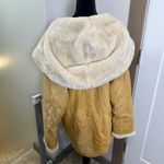 wilson's leather Vintage  Hooded Fur Trim Penny Lane Coat Tan Parka Shearling L Photo 7
