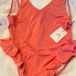 Something Navy NWT Coral One Piece Open Back Ruffle Bathing Suit Photo 5