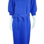 Betsey Johnson Betsy Johnson Power Sleeve Sweater Midi Dress Surf The Web Blue Size Large NWT Photo 0