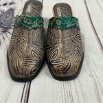 Elite by Corky's Shoes Womens 7 Scroll Leather Heeled Mules Green Brown Tan Photo 7