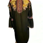 Johnny Was  Hailee Floral Print V-Neck 3/4 Bell Sleeve Ruffle Hem  Dress Size L. Photo 7