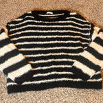 Habit Fuzzy Striped Sweater Black White Pullover Cozy Knit Top Size M/L Size M Photo 0