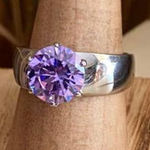 High polished Stainless Steel Ring with Amethyst AAA Grade CZ Size 9 Purple Photo 0