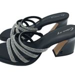 Sam Edelman Circus Heddie Black Rhinestone Strappy Slide High Heel Sandals 8.5 Photo 3