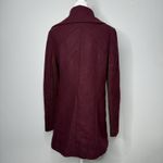 Sam Edelman  Burgundy Wool Blend Asymmetrical Wrap Coat Women’s Large Photo 5