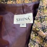 STEENA Vintage Tweed Blazer w/ Velvet Front Tie & FREE Shirt, Medium Green Photo 7