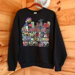 Hanes RARE VINTAGE MADE IN USA FRUIT OF THE LOOM BLACK COLORFUL GRAPHIC OKLAHOMA CITY SWEATSHIRT Photo 0