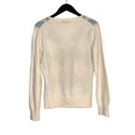 Lands' End Cashmere Argyle V-Neck Cream Blue Sweater SMALL Photo 1