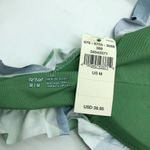 Aerie  Womens Ruffle Trim Striped Bikini Top Green Navy Blue Size M Photo 2