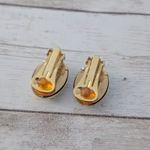 Vintage Clip On Earrings Mirrored Gold Tone Oval 7/8" Photo 5