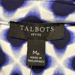 Talbots  Blue and White Geometric Shirt Dress with gold buttons size PM NWT Photo 4