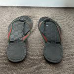 Gucci Interlocking GG Monogram Leather Web Stripe Thong Sandals Black Size 39.5 Photo 4