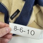 Novica Poncho Womens One Size Tan Navy Knit Asymmetrical Baby Alpaca Blend Shawl Photo 2