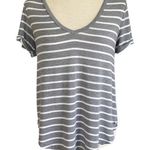 American Eagle Soft & Sexy Striped Gray White T Shirt Size XS Flowy Relaxed Fit Photo 0