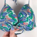 Aerie  Multi Color Abstract Push Up Bikini Top Halter Size 34C Green Blue Multi Photo 1