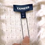 EXPRESS  Fluffy Chunky Fringe Cardigan Cream Size M Sleeve Detail Photo 8