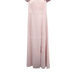 NEW Dessy Collection 3030 Blush Pink Crepe Slit Maxi Dress Gown Off the Shoulder Size 14 Photo 5