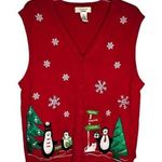 Vintage Bechamel Red Christmas Sweater Vest Size XL Photo 0