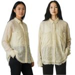 Free People  Butter Yellow Textured Plaid Women's‎ XS Button-Down Shirt Photo 1