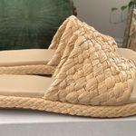 Vince  Rumi Tan Natural Raffia Basket Weave Cushioned Sole Slip On Slide Sandal Photo 1