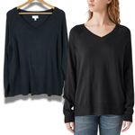 Lucky Brand Black Lightweight V-neck Sweater LARGE Photo 1