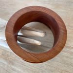 Paisley Ribbon Wooden Bangle Boho Bracelet Orange Photo 2