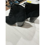 Kimchi Blue Woman’s  Black Suede Lace Up Platform Block Heel Ankle Boots 7 Photo 2