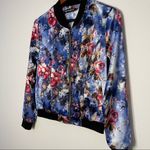 Allegra K  Women Stand Collar Zip Up Floral Print Bomber Jacket size M Photo 5